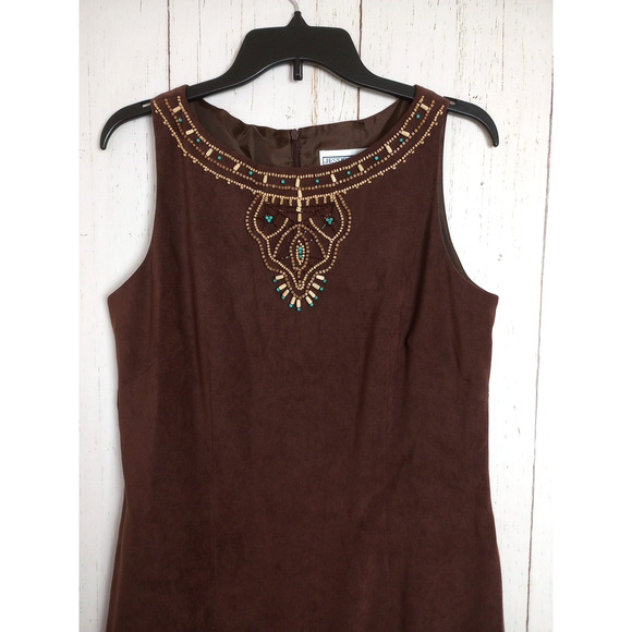 Jessica Howard Dress 10 Medium Brown Beads Bohemian BOHO Shift - Picture 2 of 8